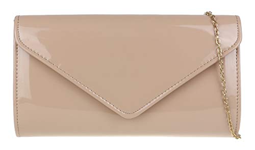 Girly Handbags Damen Plain Glänzend Clutch-BagNackt von Girly Handbags