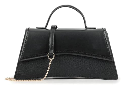 Girly Handbags Damen-Umhängetasche mit Henkel – Handtasche aus Kunstleder mit strukturiertem Detail und Kettenriemen, Party Schwarz von Girly Handbags