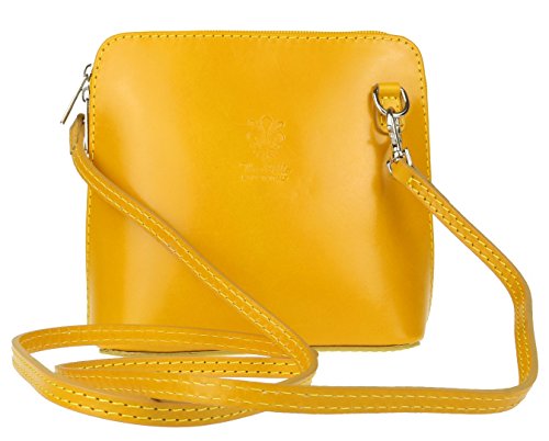 Girly Handbags Echtes Leder Umhängetasche Messenger Schultertasche italienisch Tasche (Gelb) von Girly Handbags