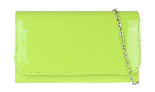 Girly Handbags Damen Lack Clutch glänzend Abendtasche Party Hochzeit Neongrün von Girly Handbags