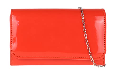 Girly Handbags Einfache glänzende Clutch BagScharlachrot von Girly Handbags