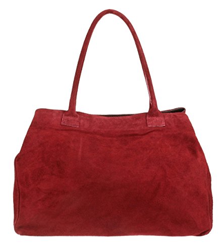 Girly Handbags Erweiterbare Umhängetasche aus italienischem Wildleder Burgund von Girly Handbags