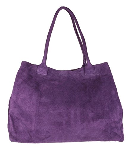 Girly Handbags Erweiterbare Umhängetasche aus italienischem Wildleder Dunkelviolett von Girly Handbags
