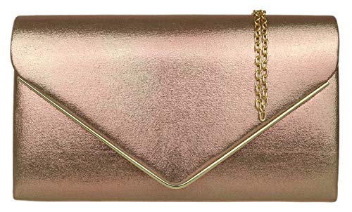 Girly Handbags Faux Suede Clutch Bag Envelope Metallic Frame Women Handbag Champagne von Girly Handbags