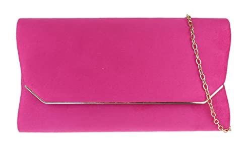 Girly Handbags Frauen Plain Suede Effekt Clutch-BagFuchsie von Girly Handbags