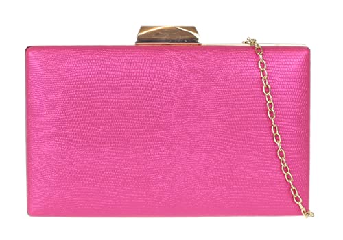 Girly Handbags Hartschalen-Clutch-Tasche in schlichter Lederoptik für DamenFuchsie von Girly Handbags