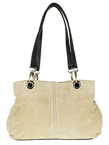 Girly Handbags Italienische Umhängetasche aus Wildleder (Beige) von Girly Handbags