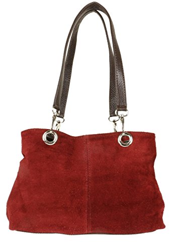 Girly Handbags Italienische Umhängetasche aus Wildleder (Burgunderrot) von Girly Handbags