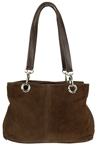 Girly Handbags Italienische Umhängetasche aus Wildleder (Kaffee) von Girly Handbags