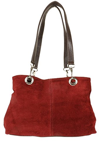 Girly Handbags Italienische Umhängetasche aus Wildleder Burgund von Girly Handbags