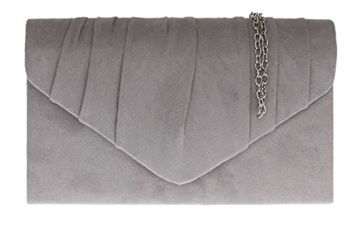Girly Handbags Kunstwildleder Clutch Bag Plissee Design Abendgesellschaft DamenGrau von Girly Handbags
