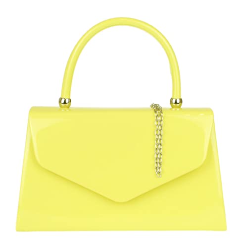 Girly Handbags Lack-Clutch-Tasche, Handtasche, kleines Hartschalenetui für Damen Gelb von Girly Handbags