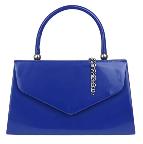 Girly Handbags Lackleder Clutch Henkeltasche Abendtasche Handtasche für besondere Anlässe Hochzeitsfeier Königsblau von Girly Handbags