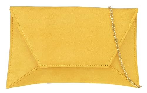Girly Handbags Plain Wildleder Clutch-BagSenf von Girly Handbags