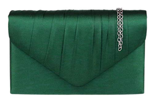 Girly Handbags Plissee-Clutch aus Satin Dunkelgrün von Girly Handbags