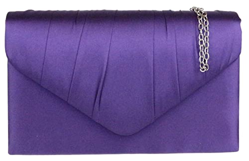 Girly Handbags Plissee-Clutch aus Satin Dunkellila von Girly Handbags