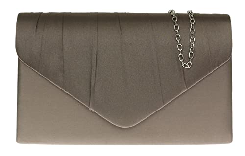 Girly Handbags Plissee-Clutch aus Satin Khaki von Girly Handbags