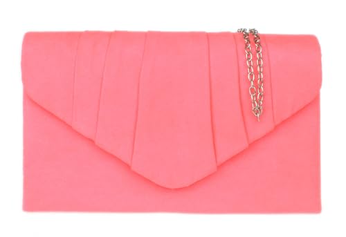 Girly Handbags Plissee-Clutch für Damen aus Wildlederimitat Neonfuchsie von Girly Handbags