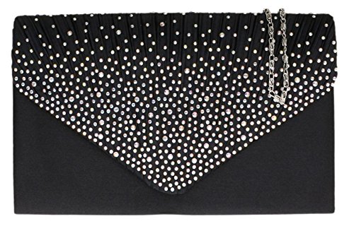 Girly Handbags Plissee-Clutch mit Strassbesatz Schwarz von Girly Handbags