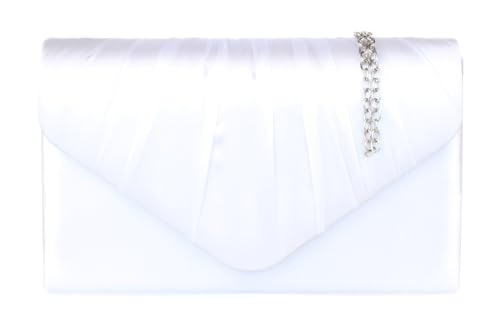 Girly Handbags Satin Plissee Clutch-Bag (Weiß) von Girly Handbags