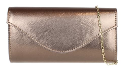 Girly Handbags Schlichte Damen-Clutch aus Kunstleder in Metallic-Optik Bronze von Girly Handbags