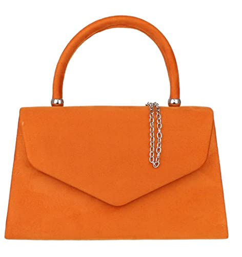 Girly Handbags Clutch-Tasche aus Wildlederimitat mit Griff oben, Haltegriff für Damenhandtasche Orange von Girly Handbags