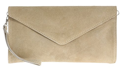 Girly Handbags Wildleder Clutch Tasche Unterarmtasche Umschlag Handgelenktasche (Beige) von Girly Handbags