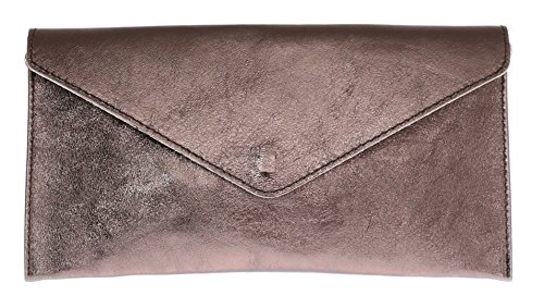 Girly Handbags Wildleder Clutch Tasche Unterarmtasche Umschlag Handgelenktasche (Dunkle Bronze) von Girly Handbags