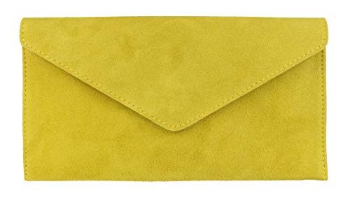 Girly Handbags Wildleder Clutch Tasche Unterarmtasche Umschlag Handgelenktasche (Gelb) von Girly Handbags