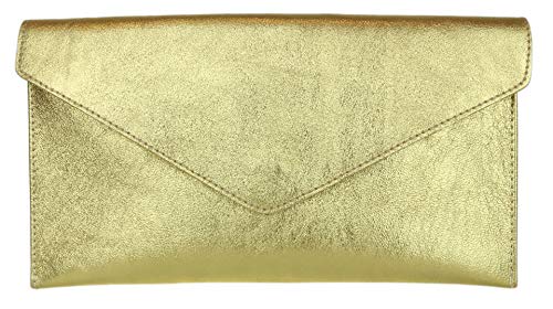 Girly Handbags Wildleder Clutch Tasche Unterarmtasche Umschlag Handgelenktasche (Gold) von Girly Handbags