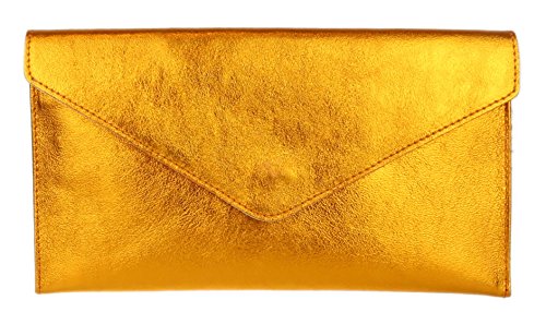 Girly Handbags Wildleder Clutch Tasche Unterarmtasche Umschlag Handgelenktasche (Metallic Orange) von Girly Handbags