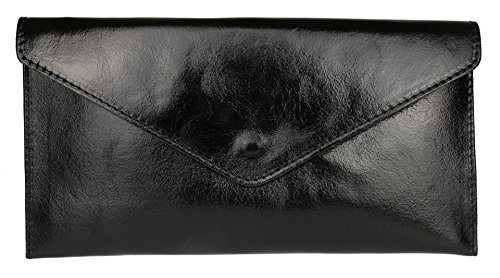 Girly Handbags Wildleder Clutch Tasche Unterarmtasche Umschlag Handgelenktasche (Metallisches Schwarz) von Girly Handbags