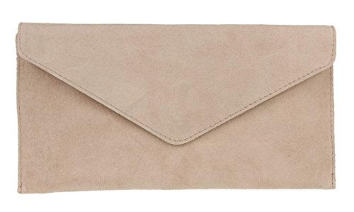 Girly Handbags Wildleder Clutch Tasche Unterarmtasche Umschlag Handgelenktasche (Pinky Nude) von Girly Handbags
