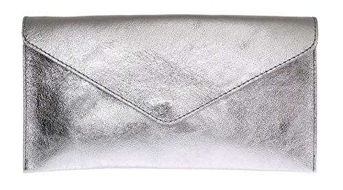 Girly Handbags Wildleder Clutch Tasche Unterarmtasche Umschlag Handgelenktasche (Silber) von Girly Handbags