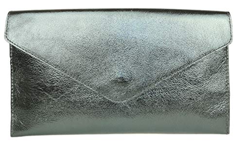 Girly Handbags Wildleder Clutch Tasche Unterarmtasche Umschlag Handgelenktasche (Zinn) von Girly Handbags