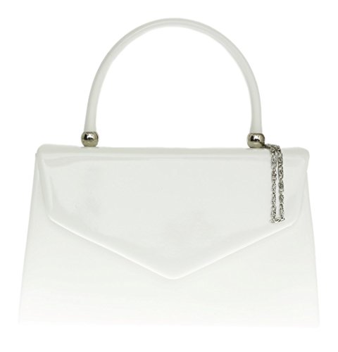 Girly Handbags Glänzende, schlichte Tasche mit Henkel Weiss von Girly Handbags
