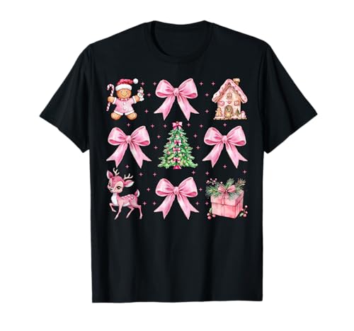Rosa Kokette Schleife Lebkuchen Weihnachtsbaum Rentier Mädchen T-Shirt Rosa Kokette Schleife Lebkuchen Weihnachtsbaum Rentier Mädchen T-Shirt von Girly Pink Coquette Bow Reindeer Christmas Tree