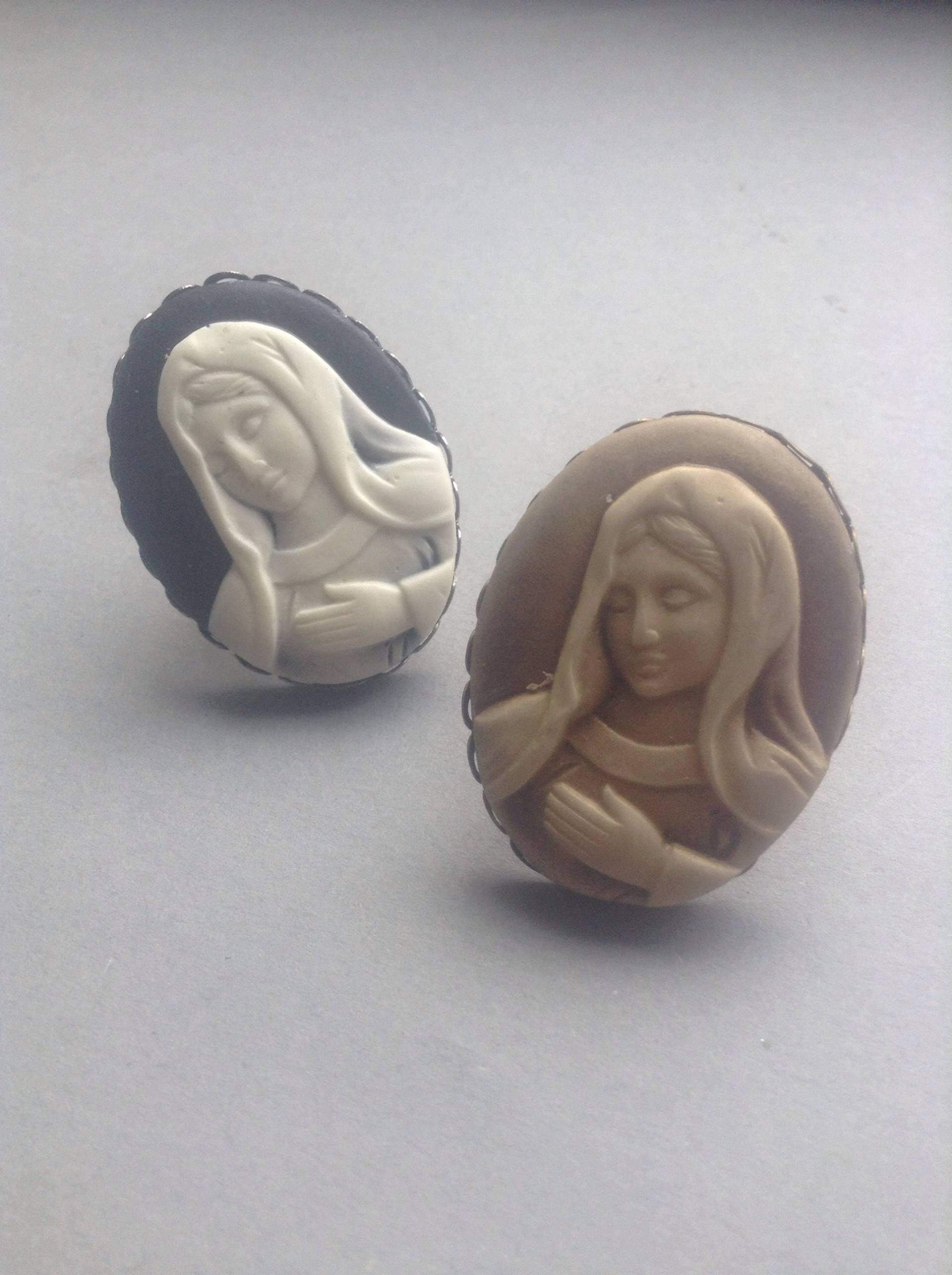 Großer Jungfrau Maria Cameo-Ring, Einstellbare Ringbasis, Messing Überzogen, Kameering, 30 X 40 Mm, Religiöser Kirche Tempel Madonna, Griechenland von GirlyStuffByDeJaVu