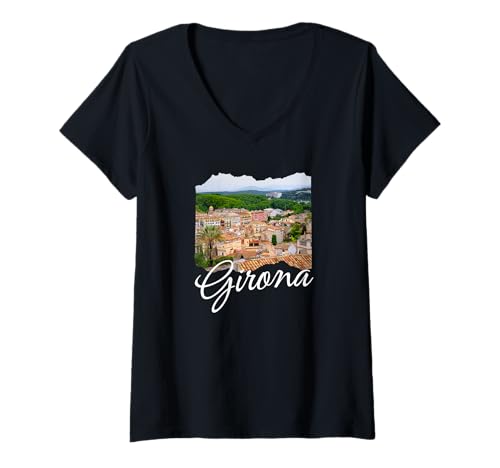 Damen Girona Spanien Souvenir/Girona T-Shirt mit V-Ausschnitt von Girona Spain Souvenir Store