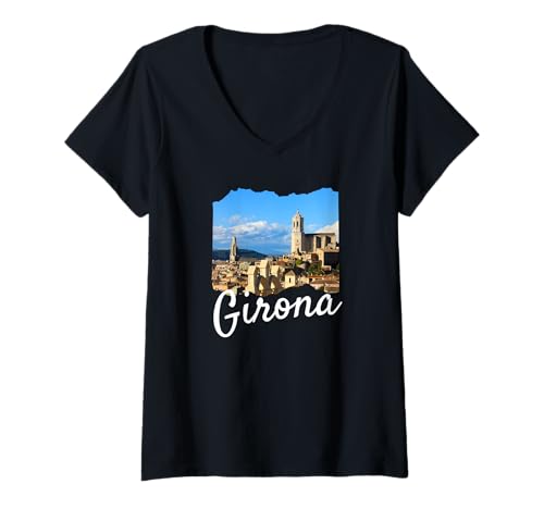 Damen Girona Spanien Souvenir/Girona T-Shirt mit V-Ausschnitt von Girona Spain Souvenir Store