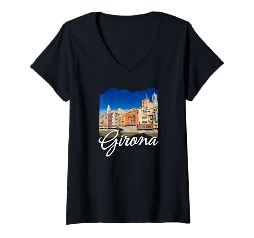 Damen Girona Spanien Souvenir/Girona T-Shirt mit V-Ausschnitt von Girona Spain Souvenir Store