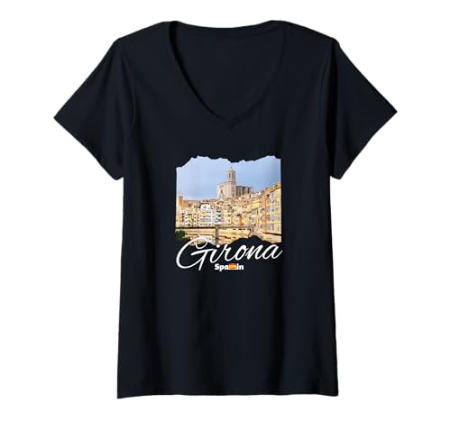 Damen Girona Spanien Souvenir/Girona T-Shirt mit V-Ausschnitt von Girona Spain Souvenir Store