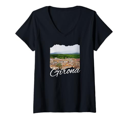 Damen Girona Spanien Souvenir / Girona T-Shirt mit V-Ausschnitt von Girona Spain Souvenir Store