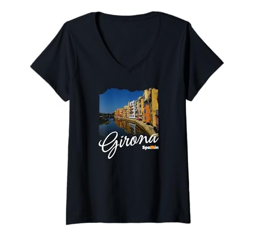 Damen Girona Spanien Souvenir / Girona T-Shirt mit V-Ausschnitt von Girona Spain Souvenir Store