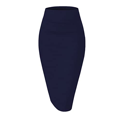 Girstunm Damen lässiger Bleistiftrock schlanker kurzer Rock Sommer hohe Taille Stretch kurzer Rock mit Schlitz Navy XX-Large Girstunm Damen lässiger Bleistiftrock schlanker kurzer Rock Sommer hohe Taille Stretch kurzer Rock mit Schlitz Navy XX-Large von Girstunm