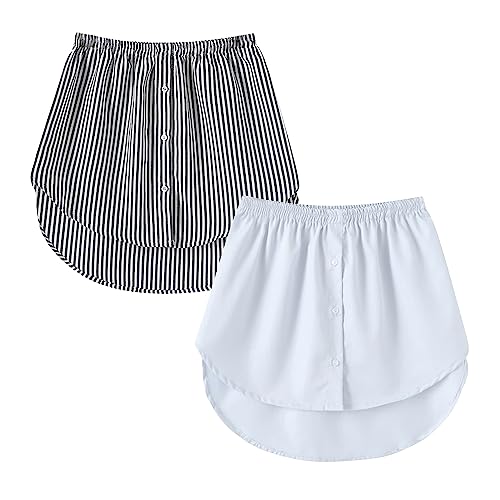 Girstunm Women's Shirt Extender for Women 2Pcs Adjustable Layered Fake Top Lower Sweep Shirt Half Length Mini Skirt for Girls BlackStripe und Weiß L von Girstunm