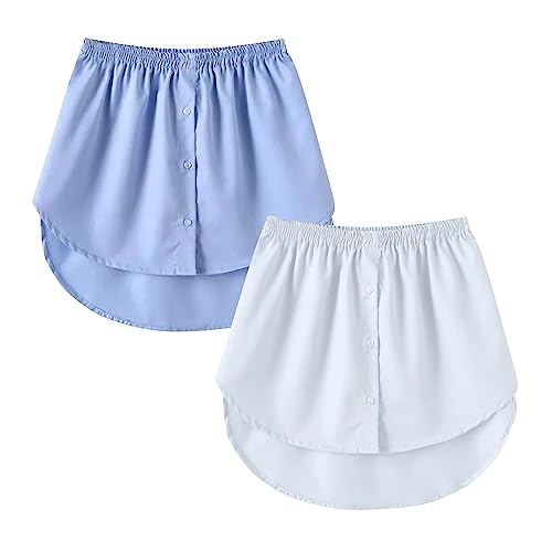 Girstunm Women's Shirt Extender for Women 2Pcs Adjustable Layered Fake Top Lower Sweep Shirt Half Length Mini Skirt for Girls Blau und Weiß 2XL von Girstunm