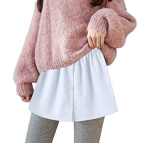 Girstunm Women's Shirt Extender for Women 2Pcs Adjustable Layered Fake Top Lower Sweep Shirt Half Length Mini Skirt for Girls Blau und Weiß S von Girstunm