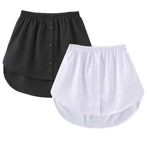 Girstunm Women's Shirt Extender for Women 2Pcs Adjustable Layered Fake Top Lower Sweep Shirt Half Length Mini Skirt for Girls Schwarz und Weiß S von Girstunm