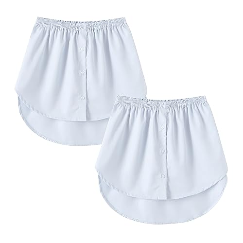 Girstunm Women's Shirt Extender for Women 2Pcs Adjustable Layered Fake Top Lower Sweep Shirt Half Length Mini Skirt for Girls Weiß M von Girstunm